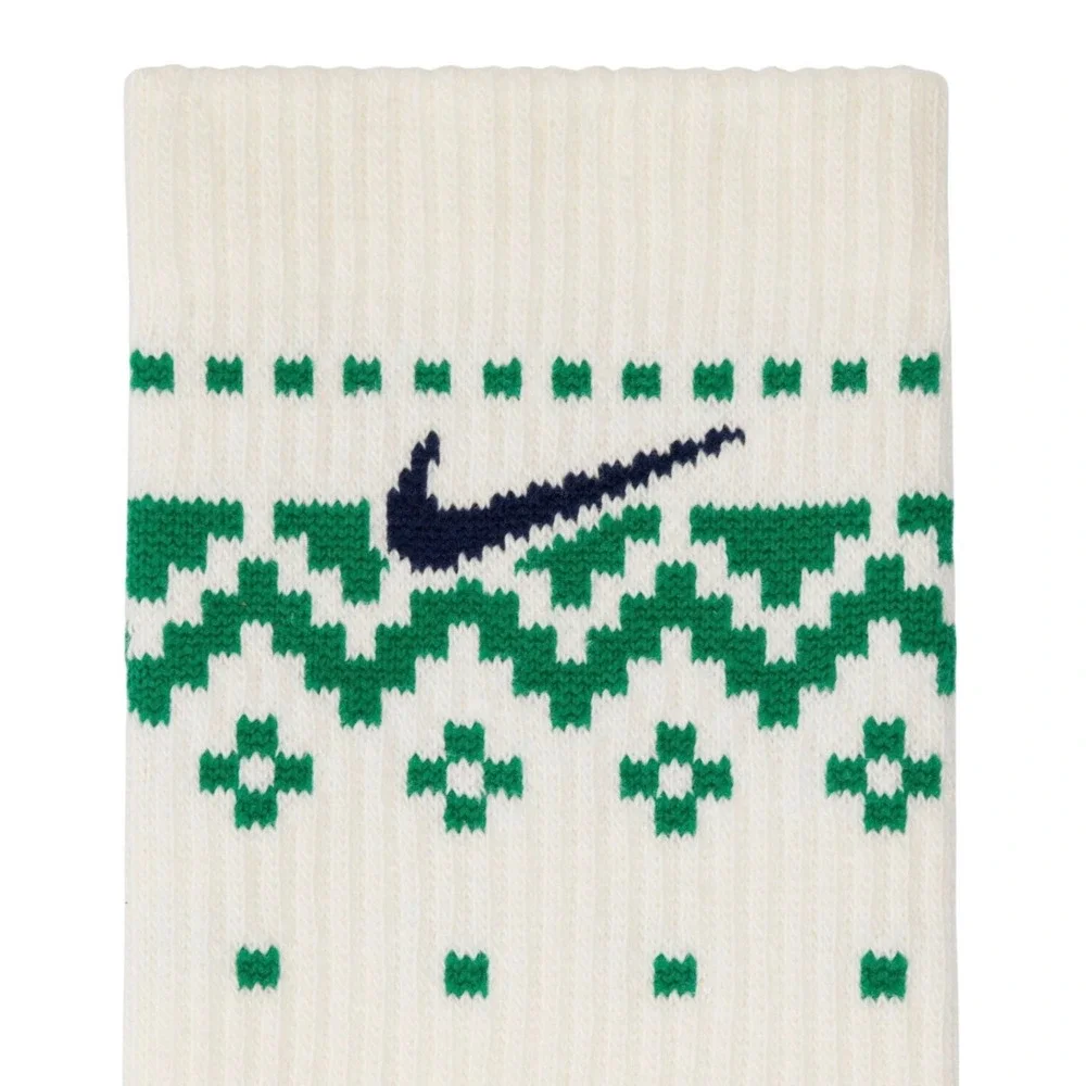 Nike‎ Everyday Cushioned Crew Socks 4 Pair Holiday Moose Fair Isle green blue